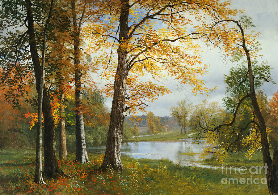 Albert Bierstadt  Painting - A Quiet Lake by Albert Bierstadt