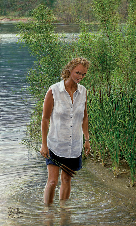 Woman Painting - A Quiet Place by Doug Kreuger
