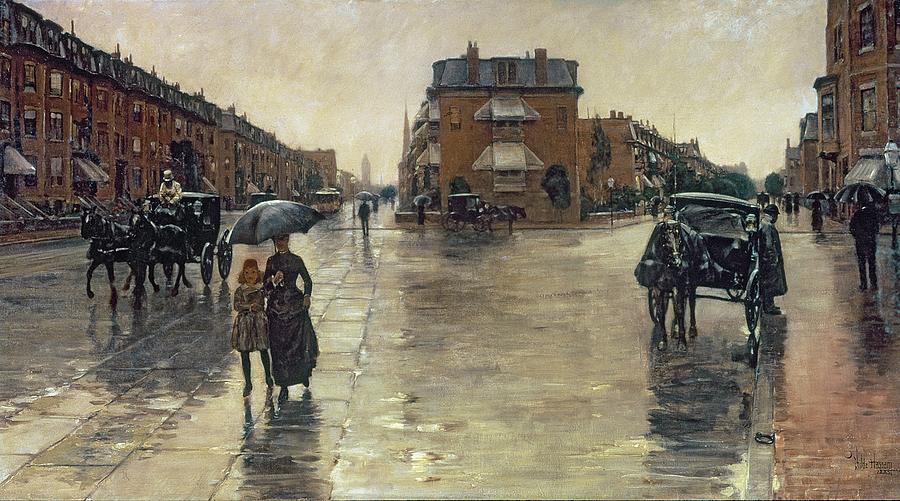 Rainy Painting - A Rainy Day In Boston by Childe Hassam Rainy Painting - A Rainy Day In Boston by Childe Hassam