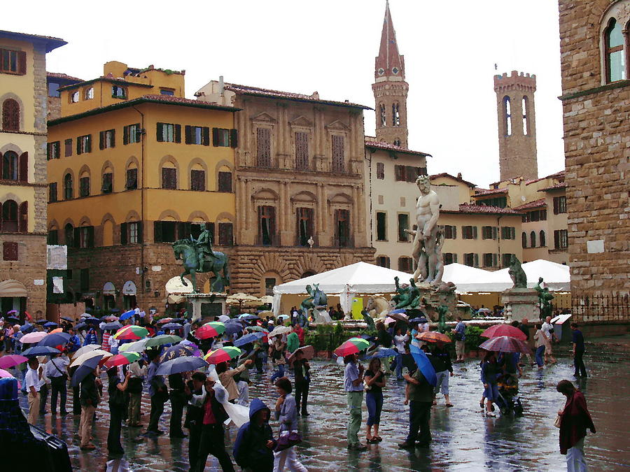 Umbrella Photograph - A Rainy Day in Florence by Jacqueline M Lewis