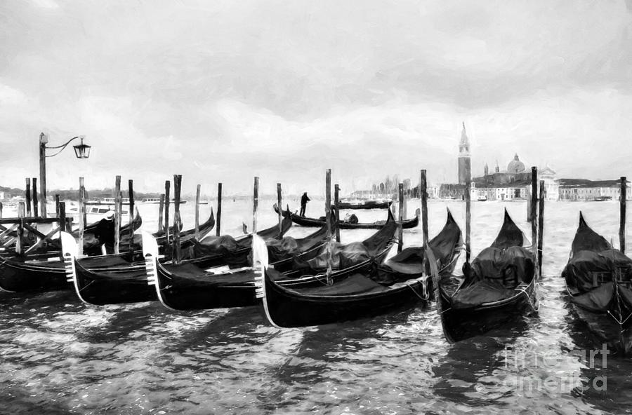A Rainy Day In Venice BW Photograph by Mel Steinhauer
