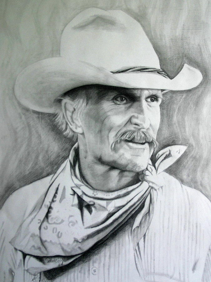 Man with cowboy hat. Western. Portrait. Digital Sketch Hand Drawing Vector.  Stock Vector | Adobe Stock