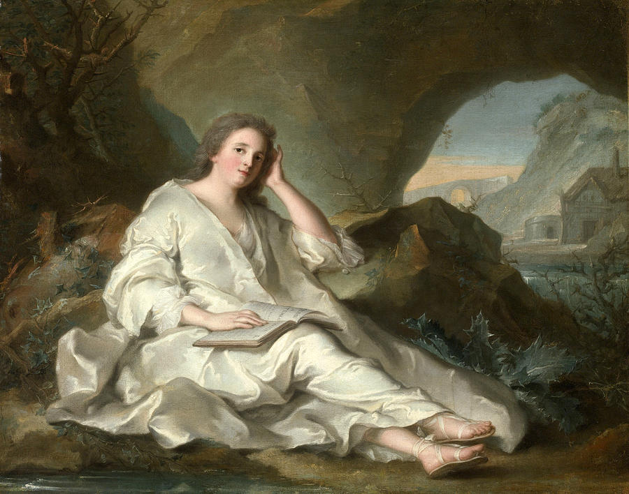 A Reclining Lady as the Penitent Magdalene Painting by Jean-Marc Nattier and Studio