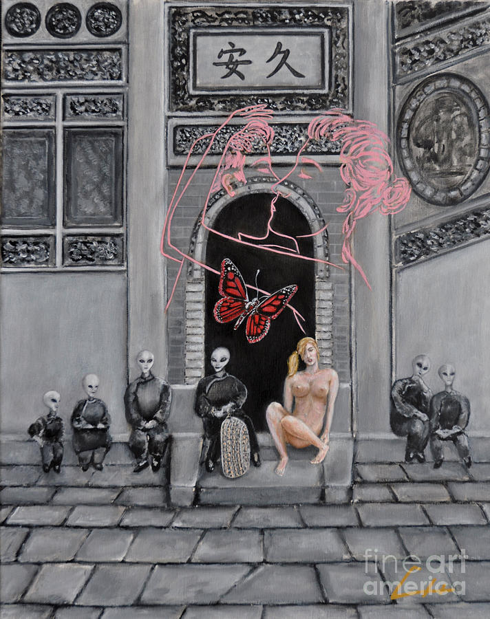 Ch Painting - A Red Butterfly by CH Narrationism Ch Painting - A Red Butterfly by CH Narrationism