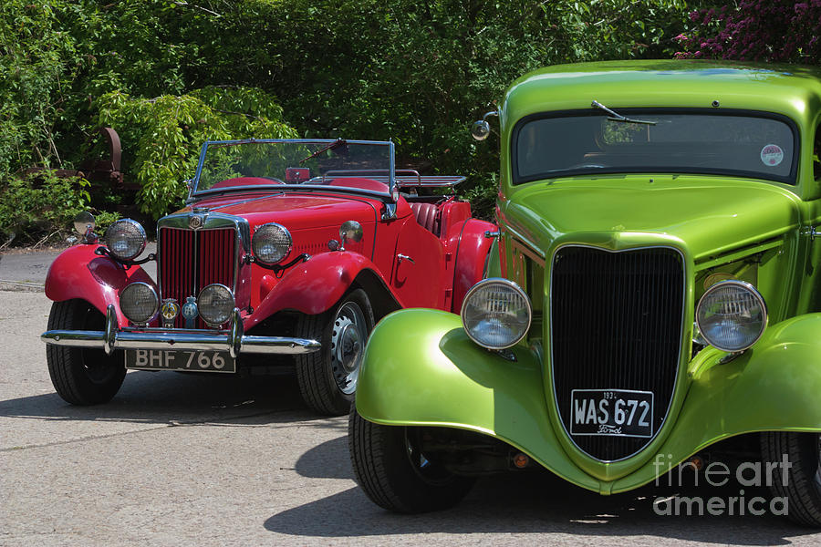 A Red MG and a Green Hot Rod Photograph by Terri Waters