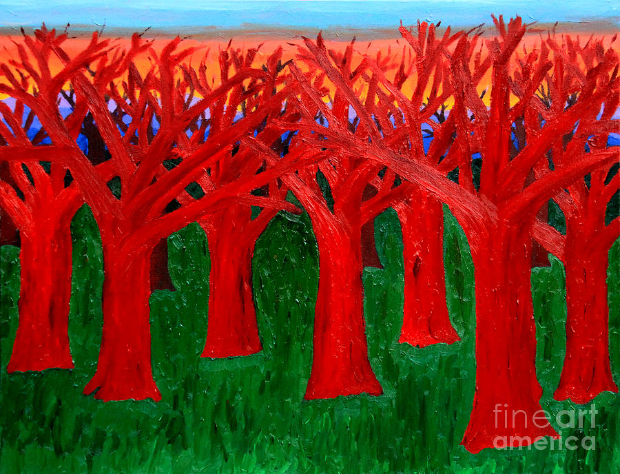 Sunset Painting - A Red Wood Too by Paul Anderson