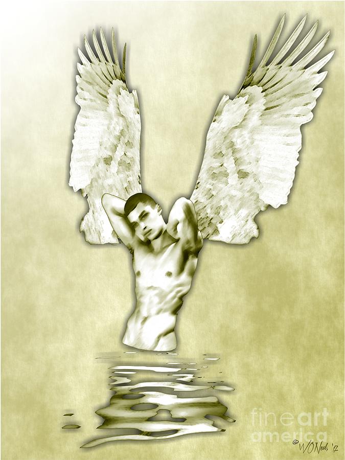 Inspirational Digital Art - A Reflection On An Angel by Walter Neal
