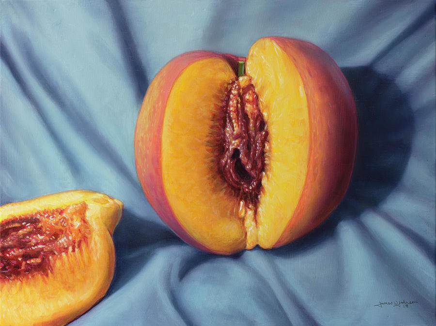 Peach Painting - A Ripe Peach by James W Johnson