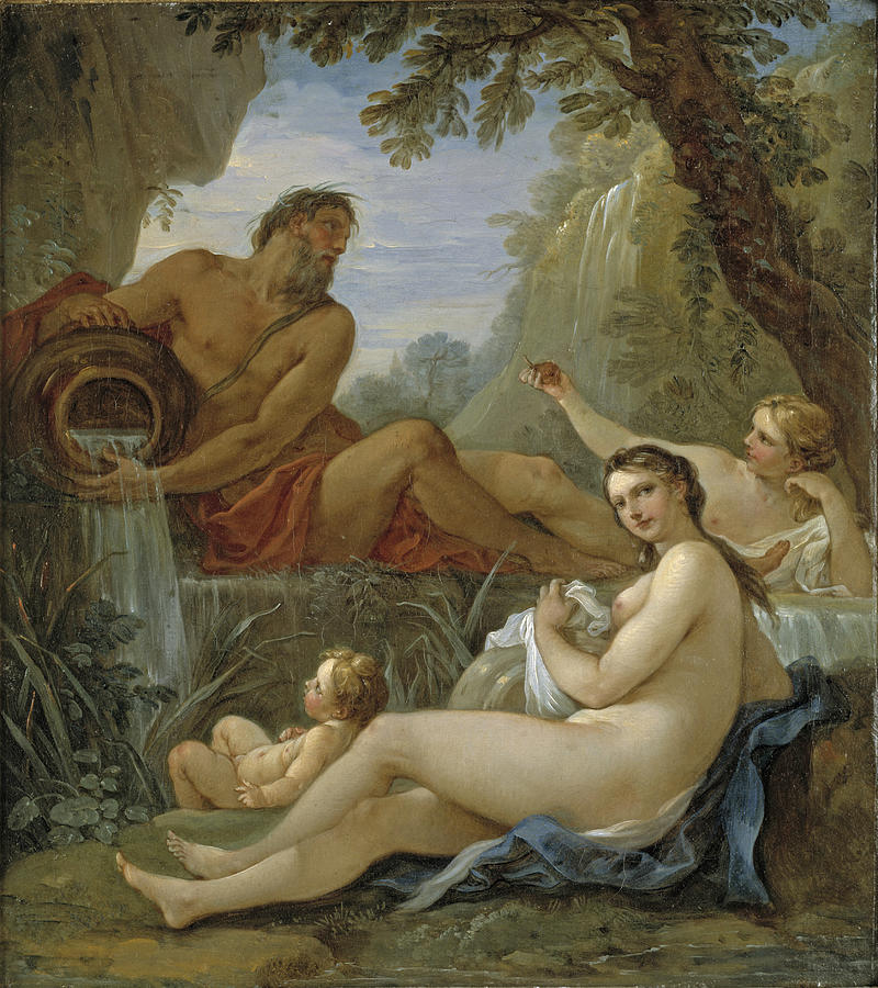 A River God and a Fountain Nymph Painting by Charles-Joseph Natoire