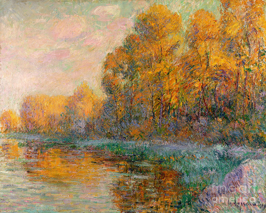 Fall Painting - A River in Autumn, 1909 by Gustave Loiseau by Gustave Loiseau