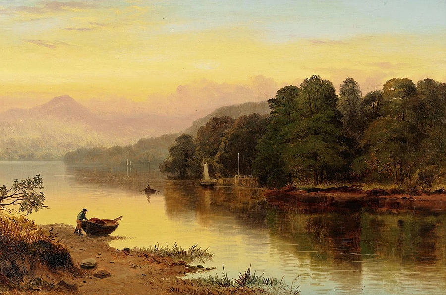 A River in Wales Painting by George Cole