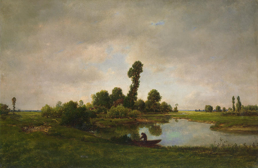 Theodore Rousseau Painting - A River Landscape by Theodore Rousseau