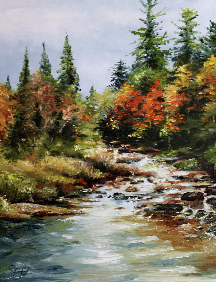 Oil Painting - A River Runs by Steve James Oil Painting - A River Runs by Steve James