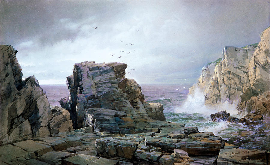 William Trost Richards Painting - A Rocky Coast by MotionAge Designs