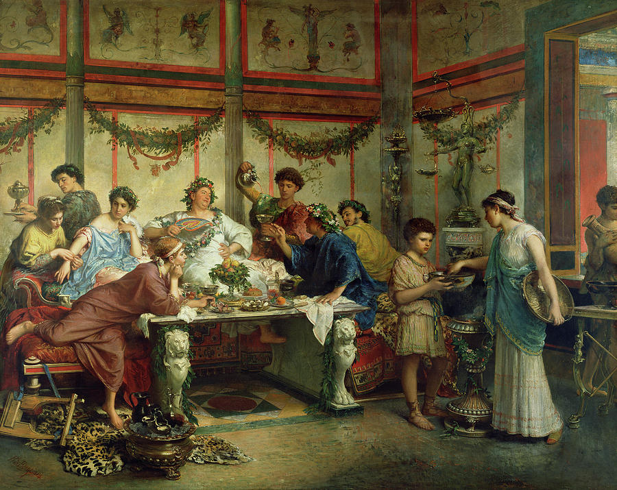 Vintage Painting - A Roman Feast by Mountain Dreams