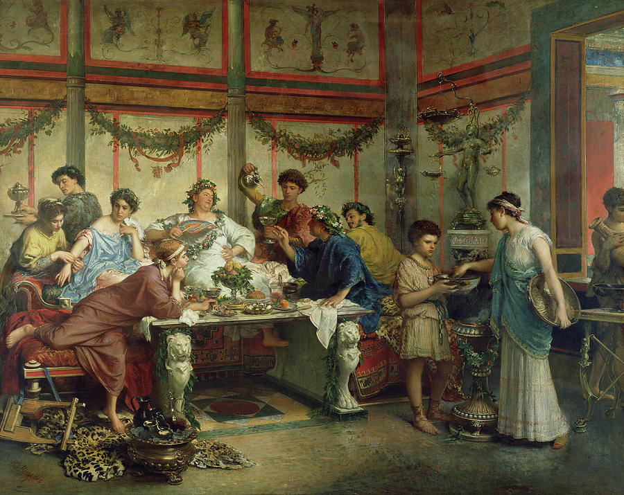 Late 19th Century Painting - A Roman Feast by Celestial Images