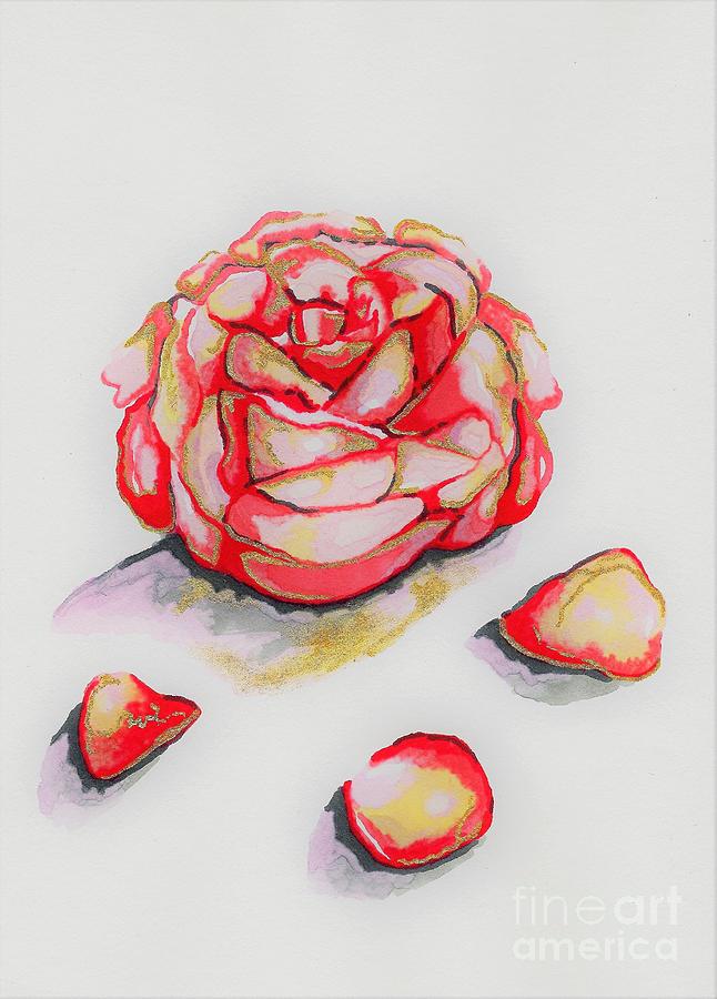 Still Life Drawing - A Rose by Amber Hadden