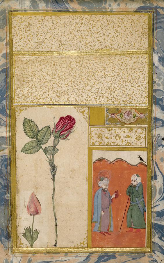 A Rose and Nightingale Painting by Abdullah Bukhari