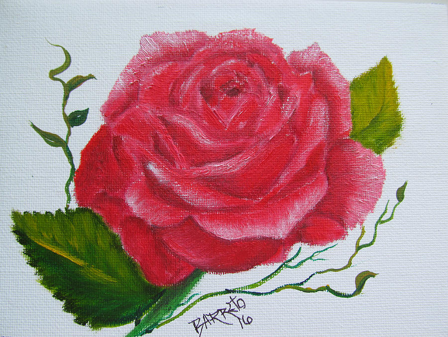 A Rose For You Painting by Gloria E Barreto-Rodriguez