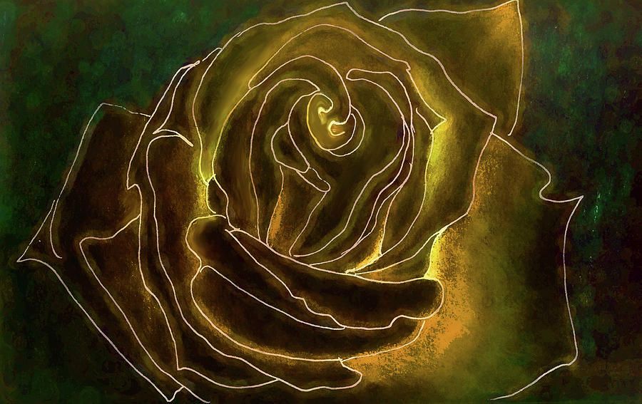 A Rose in Gold Mixed Media by Mary Bedy