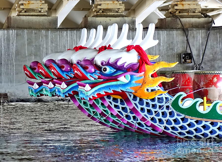 A Row of Traditional Dragon Boats Photograph by Yali Shi