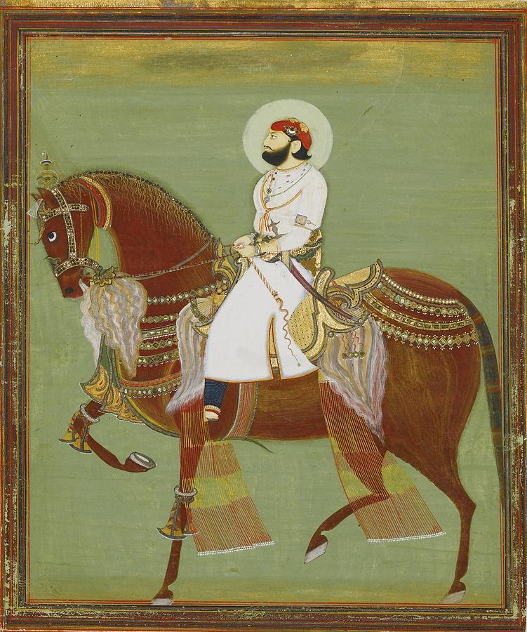 A ruler on horseback Painting by Alwar