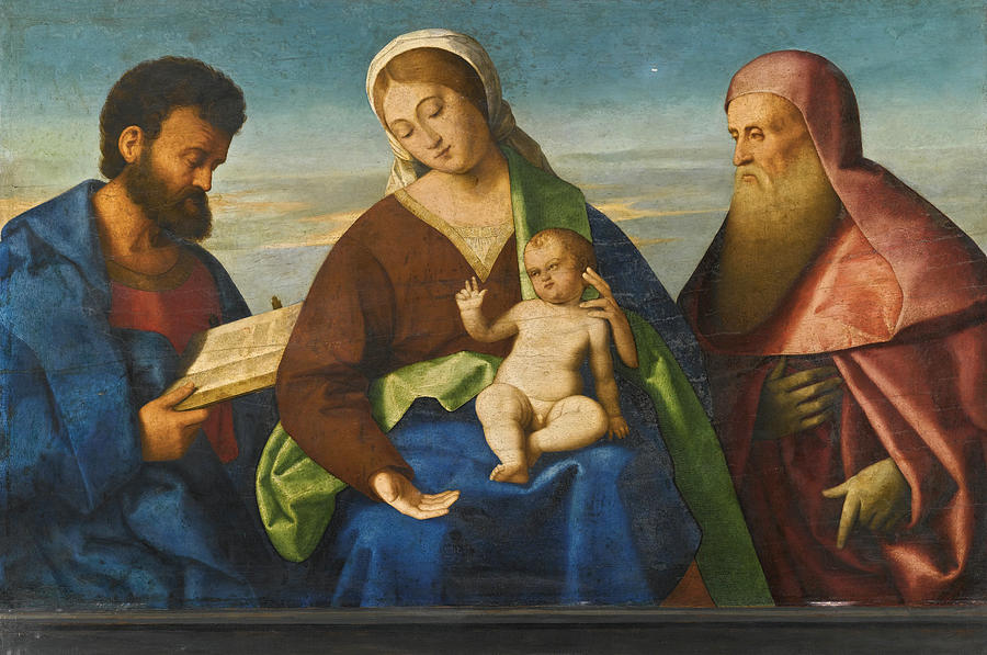 A Sacra Conversazione. The Madonna and Child with Saints Mark and Jerome Painting by Vincenzo Catena