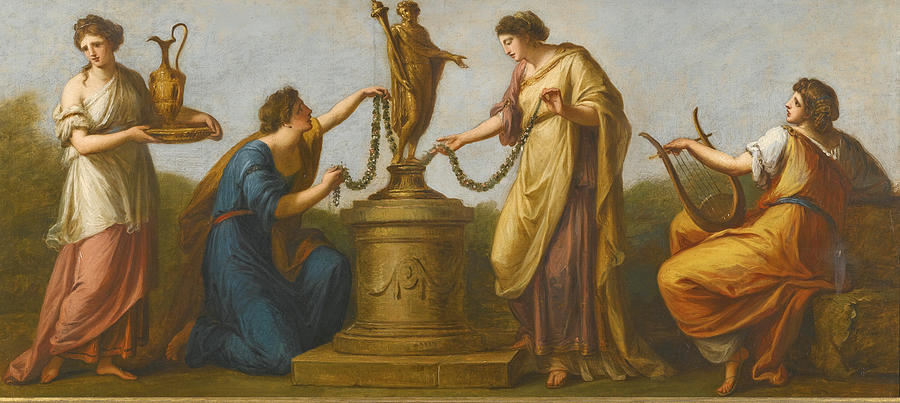 A Sacrifice to Hymen Painting by Attributed to Antonio Zucchi