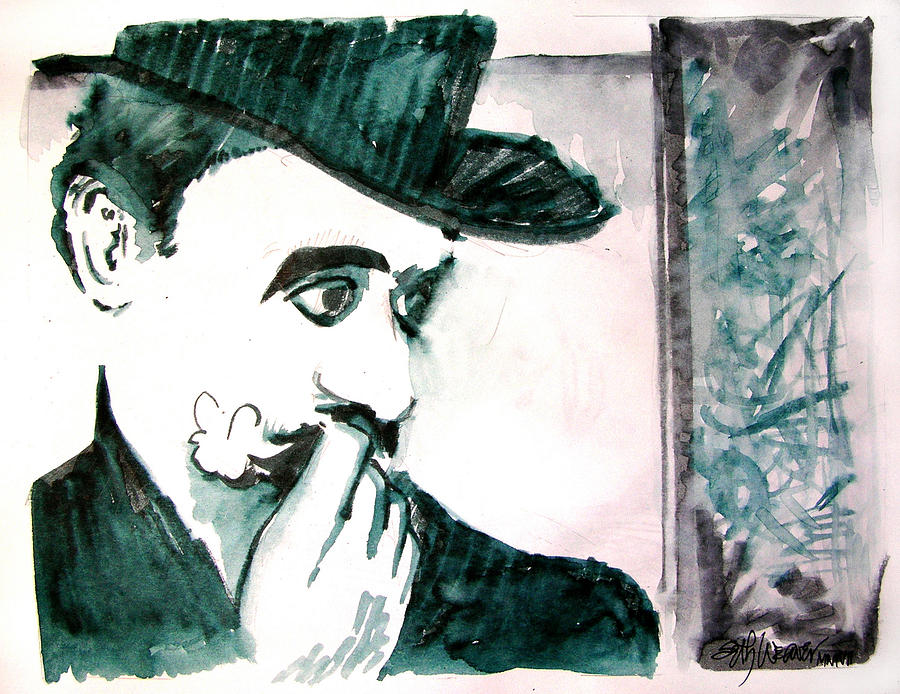 Mixed Media Drawing - A Sad Portrait of Chaplin by Seth Weaver