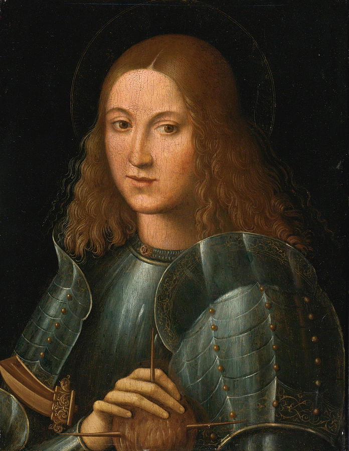 A Saint in Armor Head and Shoulders Painting by Giovanni Francesco Caroto