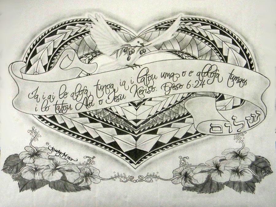 Dove Drawing - A Samoan Blessing by Kristy Mao
