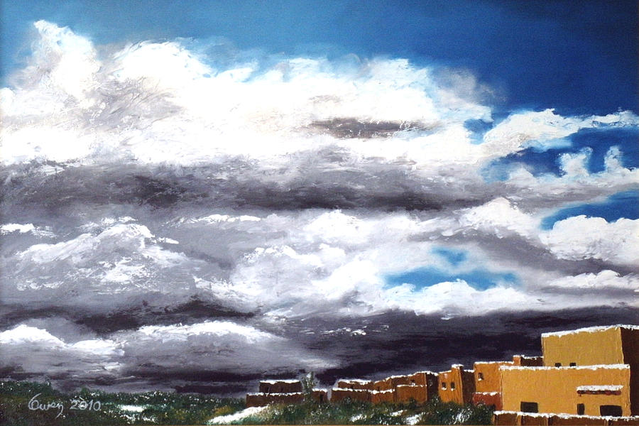 A Santa Fe Winter Afternoon Painting by Carl Owen