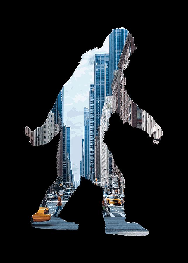 A Sasquatch Bigfoot Silhouette in New York City Digital Art by Garaga Designs