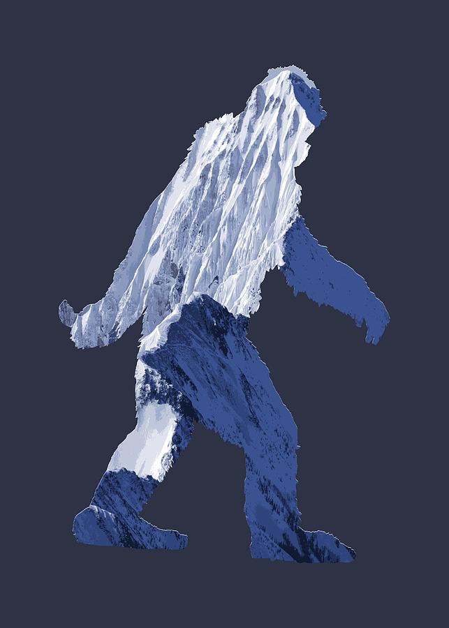 A Sasquatch Bigfoot Silhouette in The Glaciers Digital Art by Garaga Designs