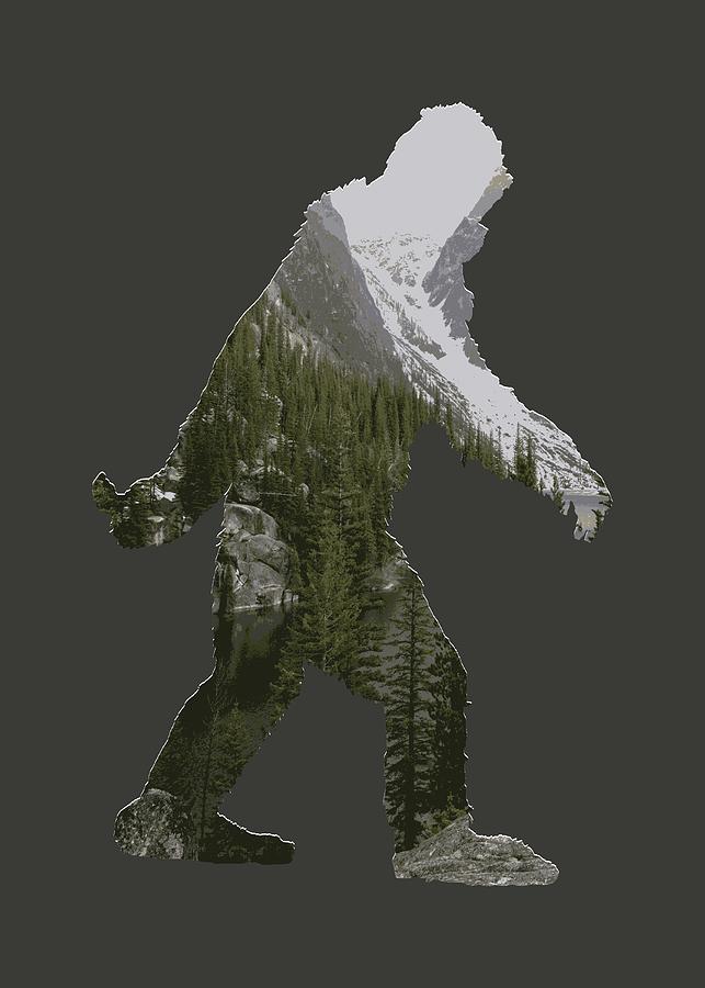A Sasquatch Bigfoot Silhouette in The Rockies Digital Art by Garaga Designs