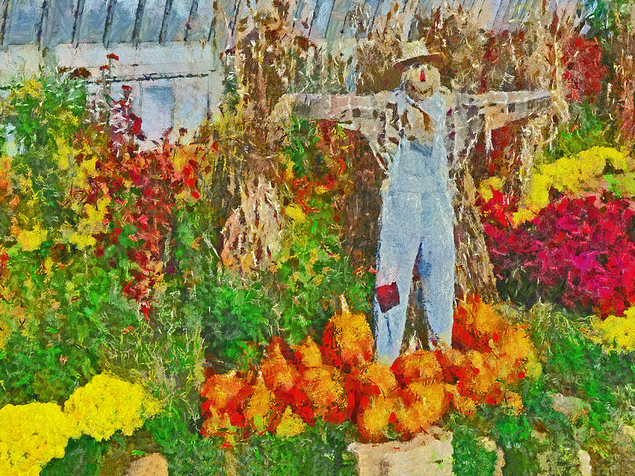 A Scarecrow Protecting the Autumn Harvest Digital Art by Digital Photographic Arts
