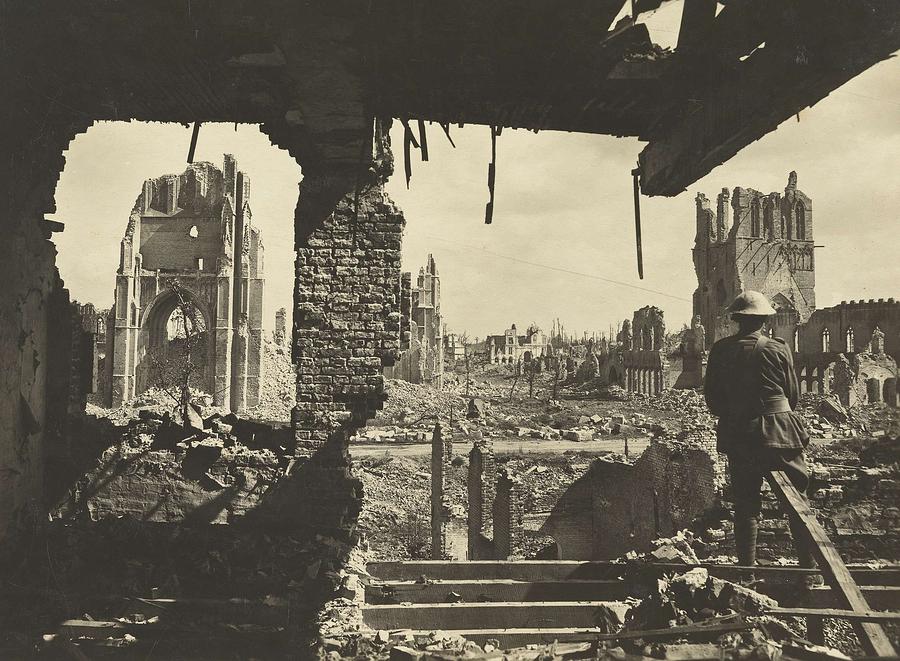 A scene in the ruined city of Ypres 1917 Painting by Celestial Images