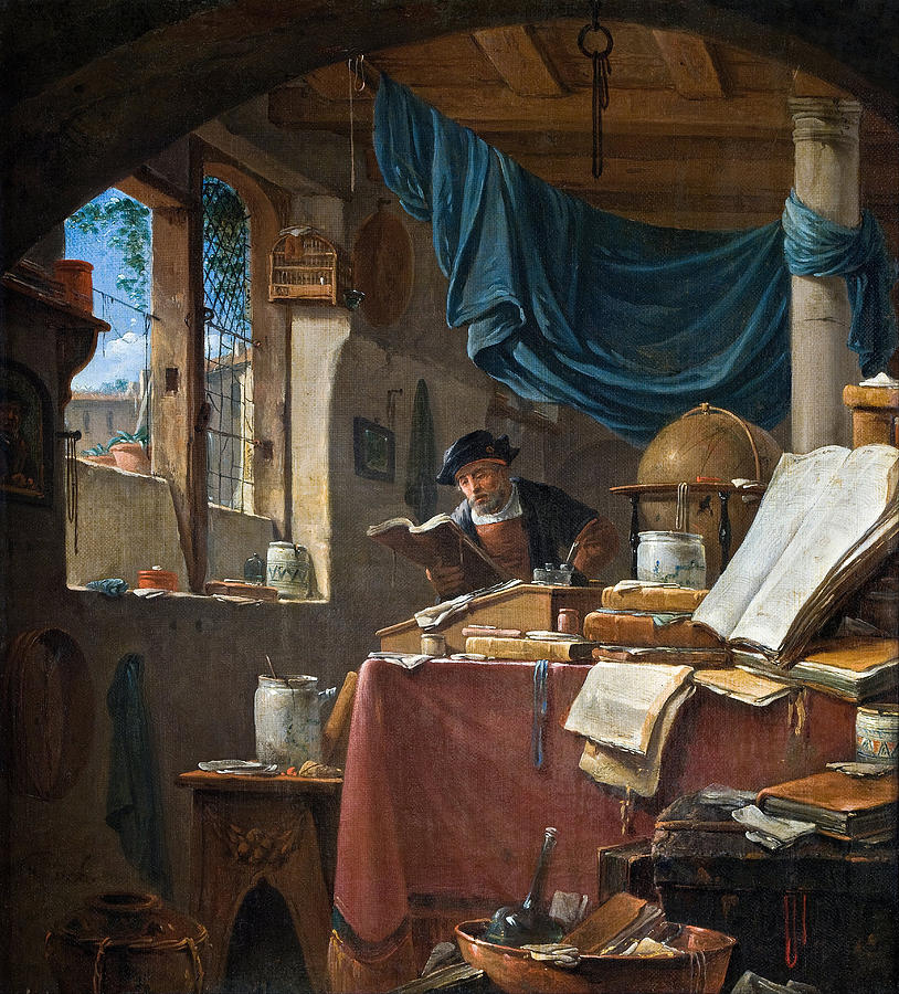 Famous Paintings Painting - A scholar in his Study by Thomas Wyck
