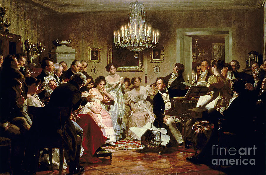 Music Painting - A Schubert Evening in a Vienna Salon by Julius Schmid