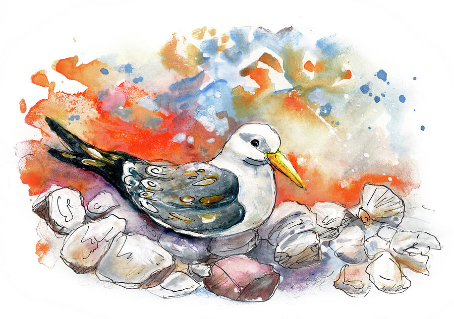 A Seagull In Watchet Painting by Miki De Goodaboom