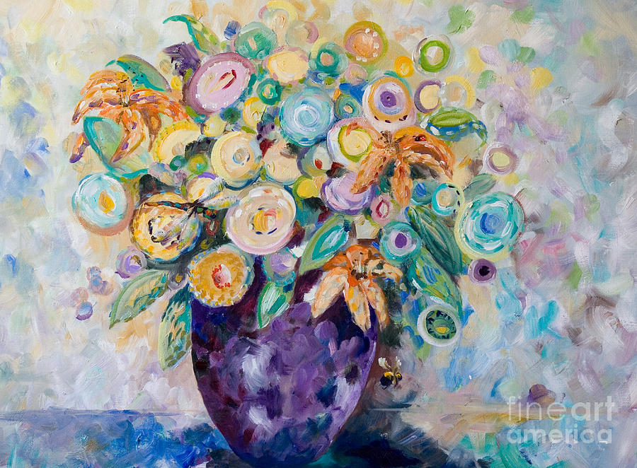 Abstract Painting - A Season of Flowers by Delilah  Smith