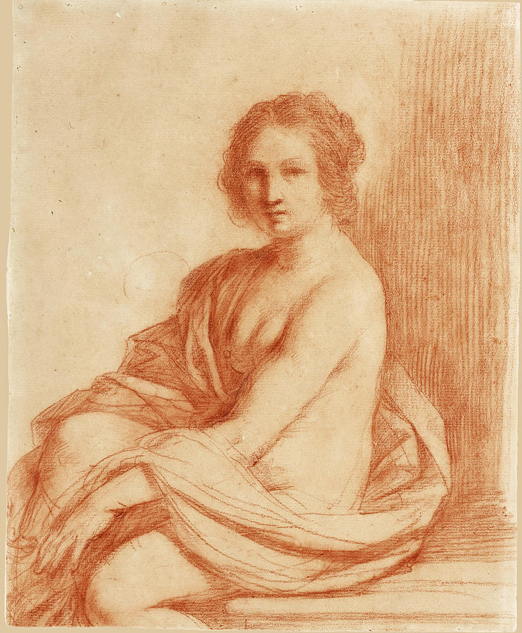 A seated female nude possibly a study for a Susannah Drawing by Guercino