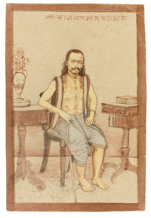 A seated Indian priest with English furniture Painting by Eastern Accents