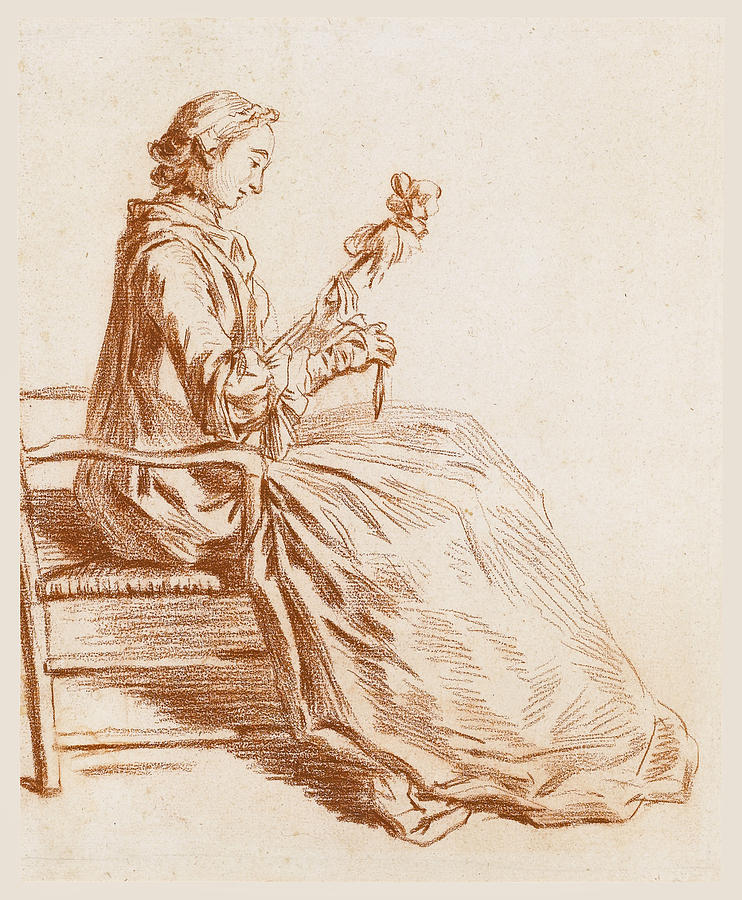 A seated woman Drawing by Pierre Parrocel