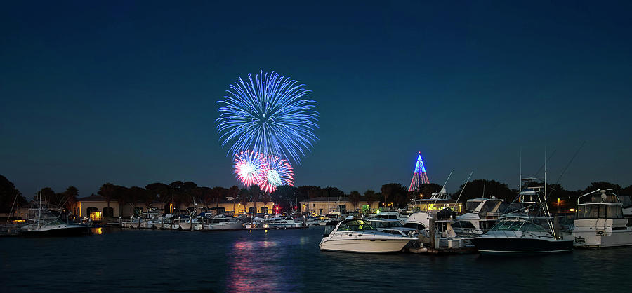 A Seaworld Fireworks Shot, Dana Landing, San Diego Photograph