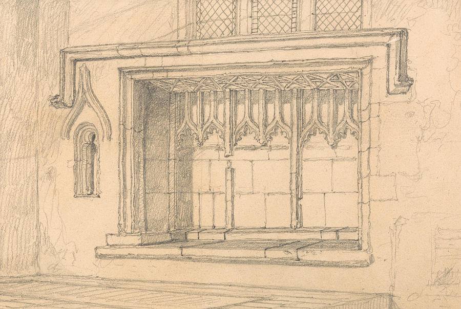 A Sedilia in Upwell Church, Norfolk Drawing by John Sell Cotman