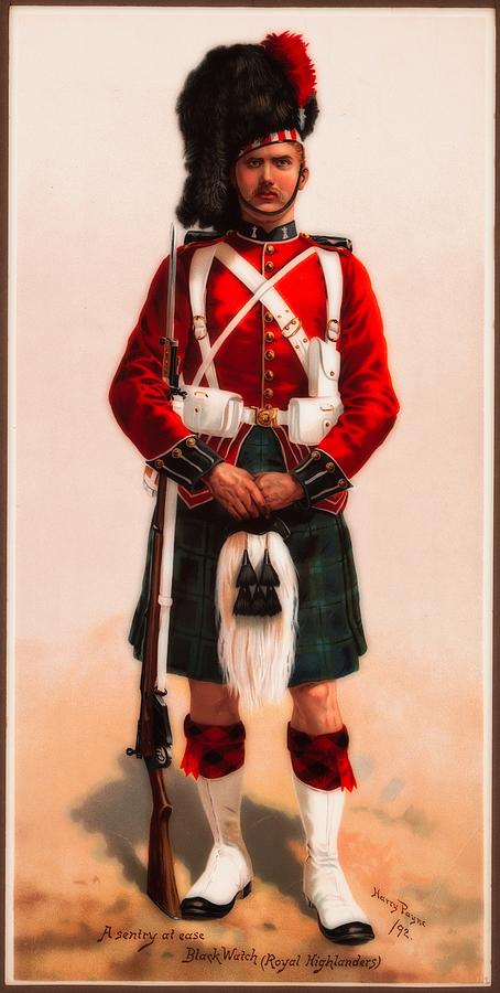 Vintage Painting - A Sentry At Ease - Black Watch, Royal Highlanders by Mountain Dreams