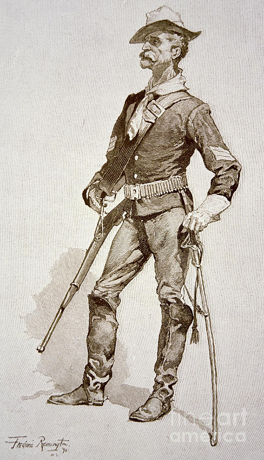 Frederic Remington Drawing - A Sergeant of the US Cavalry by Frederic Remington