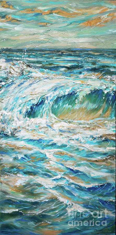 Beach Painting - A Set Rolls In by Linda Olsen