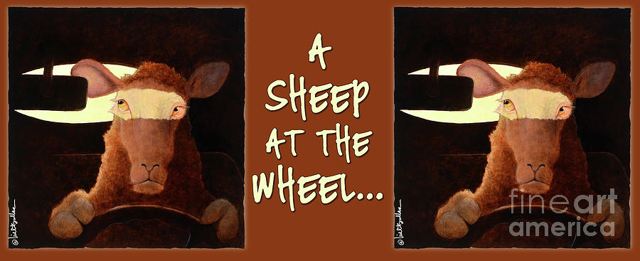 Animal Painting - A Sheep At The Wheel... Coffee Mug by Will Bullas
